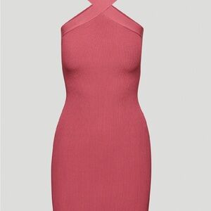 Aritzia Babaton Sculpt Knit Criss Cross Dress – Dusty Rose Pink, Bodycon